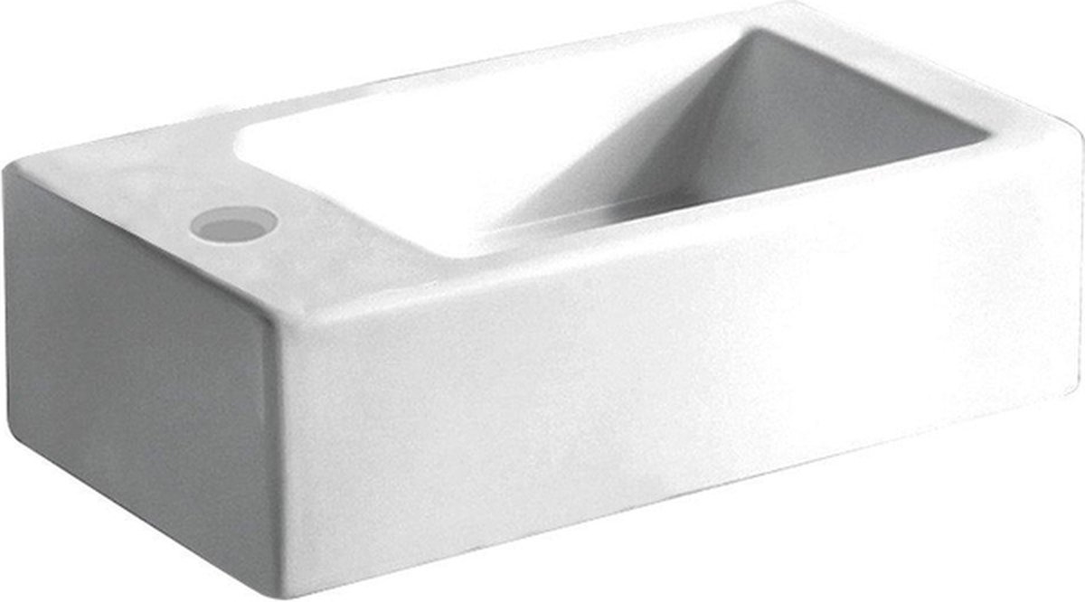 Nemo Go Recto fontein rechthoekig 24.5x50x12 cm porselein 1 kraangat met overloop wit