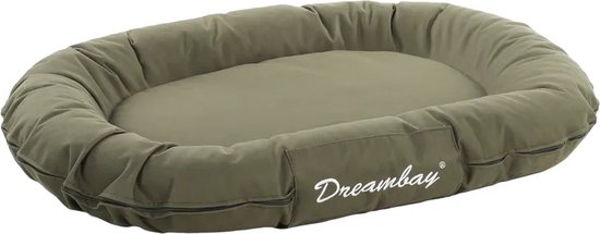Flamingo Hondenkussen Dreambay® Ovaal olijfgroen - 80 x 60 x 14cm - Wasbaar - Afneembare hoes met rits - Waterafstotend - Ideaal voor Beagle, Franse Bulldog, Cocker Spaniel, Shih Tzu & Jack Russell Terriër enz..
