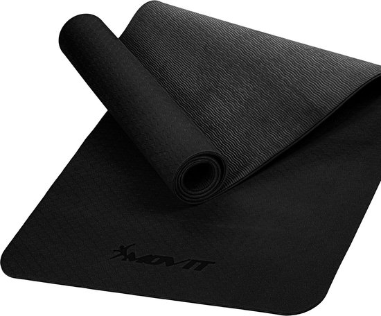 Zwart gymnastiekmat voor thuis fitness - Antislip yoga mat met