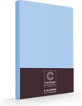 Premium Egyptisch percale katoen oxford rand kussenslopen blauw - 65x 65 - set van 2 - meest luxe katoensoort - hogere weefdichtheid en garenfijnheid - hotelsluiting