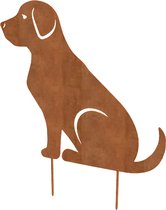 Industrial Garden - Hond zittend cortenstaal - Tuindecoratie - 70cm breed - 67cm hoog