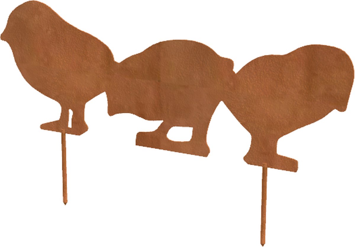 Industrial Garden - Kuikens cortenstaal - Tuindecoratie - 49cm breed - 17cm hoog