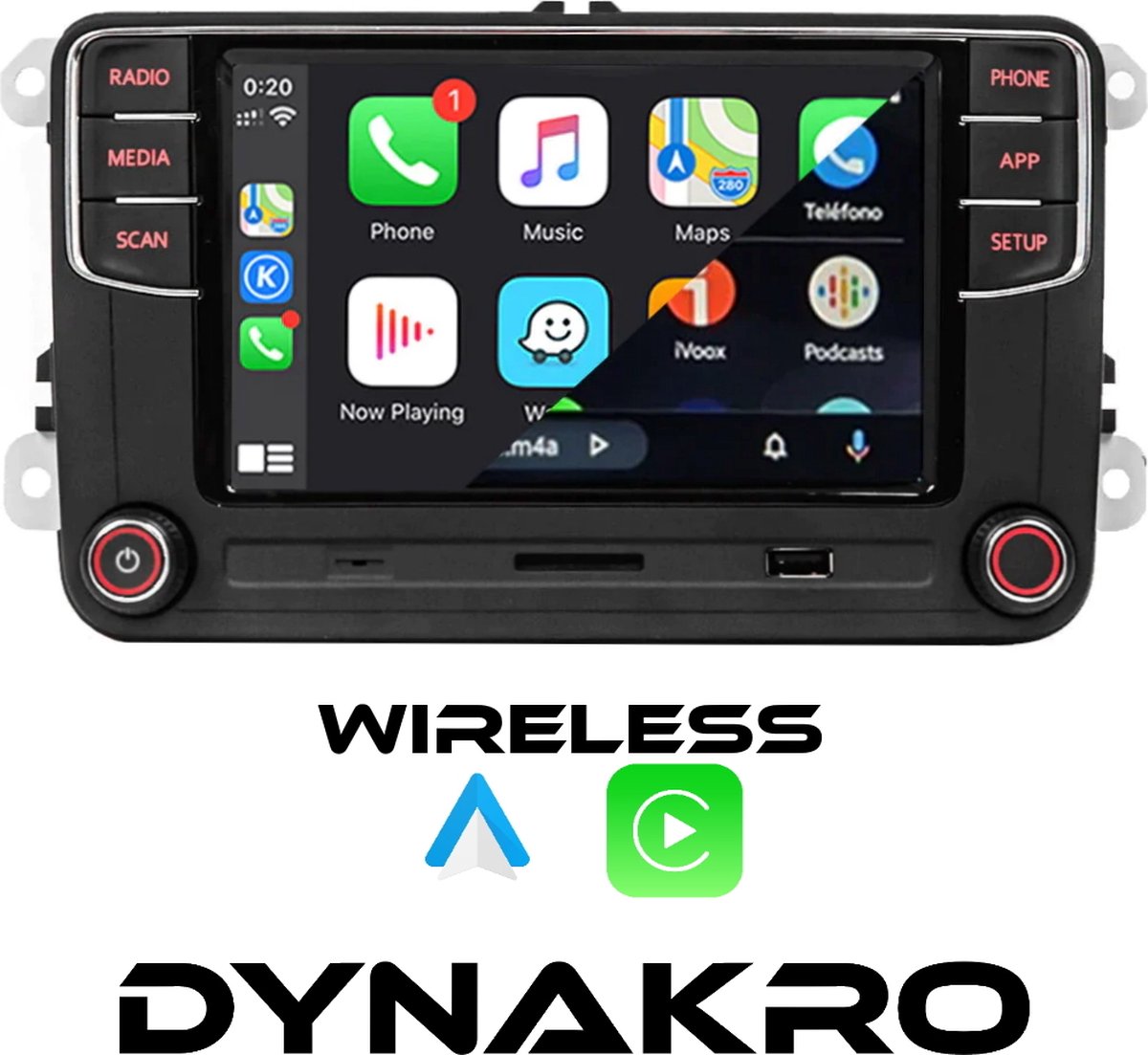 Dynakro Golf/Passat Multimedia - Autoradio - Draadloze Carplay/Android Auto - OEM Systeem behoud