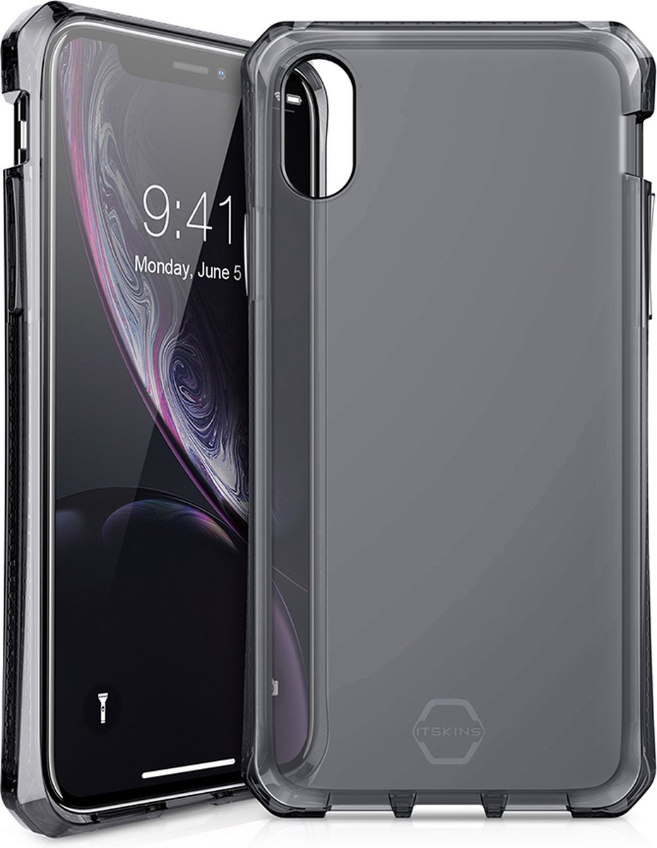 ITSkins Hoesje geschikt voor Apple iPhone XR Telefoonhoesje Flexibel TPU | ITSkins SpectrumClear Backcover Shockproof | Schokbestendig iPhone XR Telefoonhoesje | Anti Shock Proof - Zwart