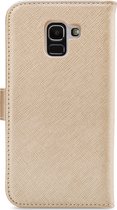 My Style Telefoonhoesje geschikt voor Samsung Galaxy J6 (2018) Hoesje | My Style Flex Wallet Bookcase Portemonnee | Pasjeshouder voor 3 Pasjes | Telefoonhoesje voor Pinpas / OV Kaart / Rijbewijs - Goud