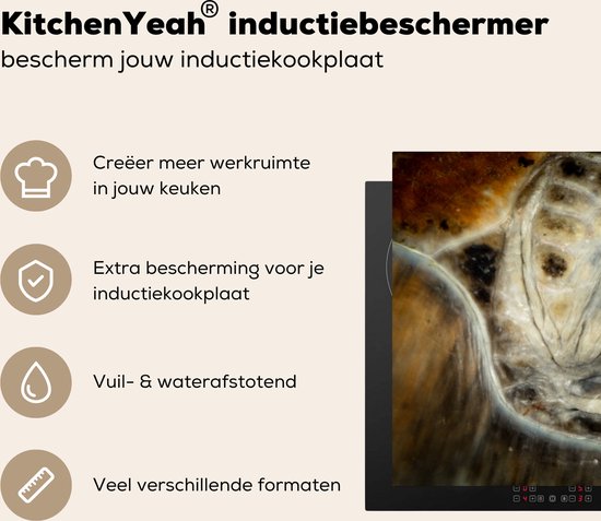 KitchenYeah® Inductie beschermer 78x52 cm - Close-up karetschildpaddenoog - Kookplaataccessoires - Afdekplaat voor kookplaat - Inductiebeschermer - Inductiemat - Inductieplaat mat