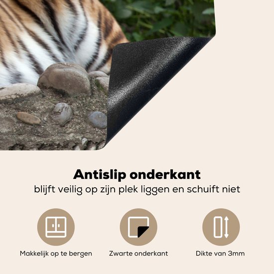 KitchenYeah® Inductie beschermer 80x52 cm - Tijger - Natuur - Stenen - Kookplaataccessoires - Afdekplaat voor kookplaat - Inductiebeschermer - Inductiemat - Inductieplaat mat