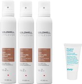 3 x Goldwell - Stylesign Dry Texture Spray - 200 ml + Gratis Evo Travelsize