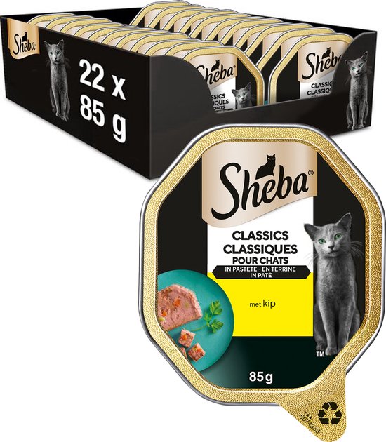 Sheba Kattenvoer Classic Paté - Adult - Natvoer - Kip - kuipjes 22 x 85g