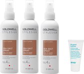 3 x Goldwell - Stylesign Sea Salt Spray - 200 ml + Gratis Evo Travelsize