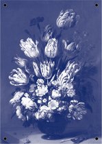 Tuinposter Blauwe Tulp - 59x84cm - Sfeervolle Buiten Eyecatcher - Natuurlijke Schoonheid - Tuindecoratie | NUUW at home Collectie