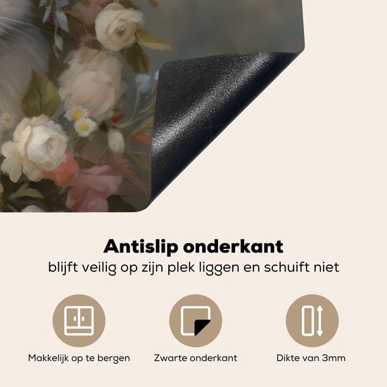 De antislip onderkant van een inductiebeschermer. Vuil- en waterafstotend, 3 mm dik.