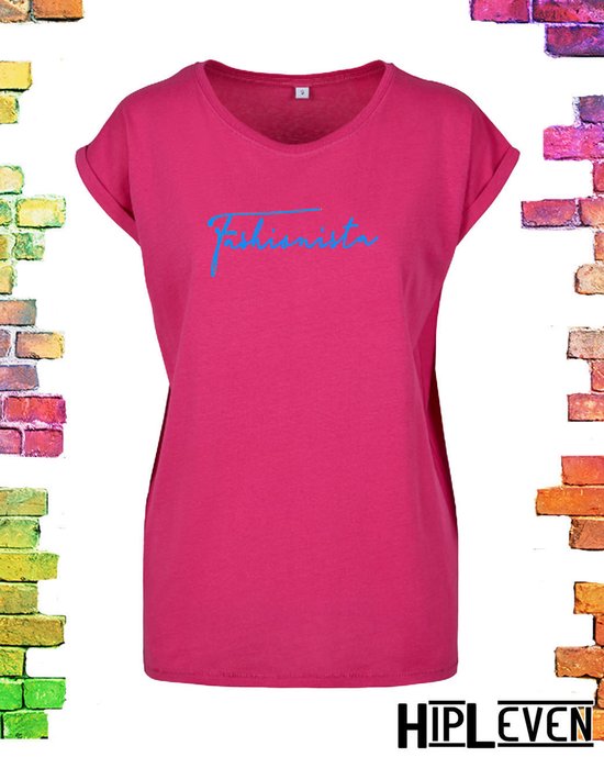 Fuchsia roze shirt met print Fashionista | roze/ 3XL (46-48)