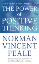 Boek 'The Power of Positive Thinking' van Norman Vincent Peale met blauwe en witte tekst.