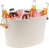 Refroidisseur de bouteilles en métal - Refroidisseur de boissons décoratif avec poignées - Idéal comme abreuvoir pour le vin, la bière, le champagne ou les boissons gazeuses - Crème/Beige