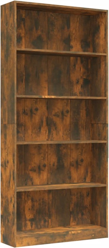 vidaXL - Boekenkast - 80x24x175 - cm - bewerkt - hout - gerookt - eikenkleurig