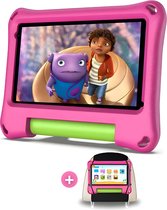 CosmoToys® Kids Tablet - Incl. Tablethouder Auto - Kindertablet - Tablet Kinderen - Vanaf 3 Jaar - 7 Inch - Android 11 - Ouderlijk Toezicht - 3500 mAh - Roze