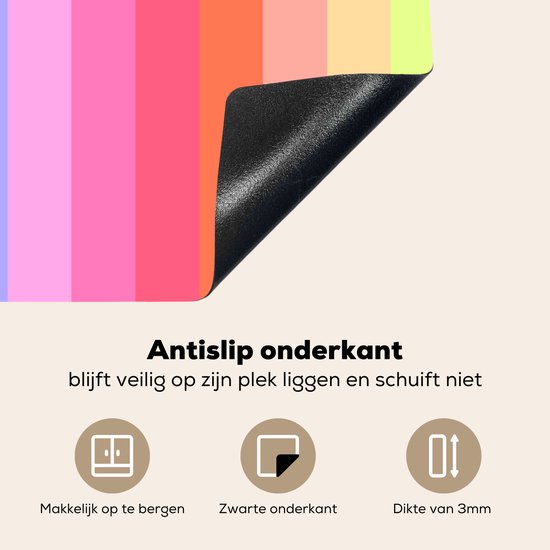 KitchenYeah® Inductie beschermer 77x59 cm - Regenboog - Patronen - Pastel - Kookplaataccessoires - Afdekplaat voor kookplaat - Inductiebeschermer - Inductiemat - Inductieplaat mat