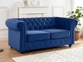 Bol.com Vente-unique Tweezitsbank CHESTERFIELD - velours - koningsblauw aanbieding