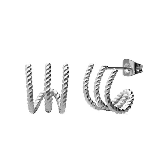 Lucardi Women's Steel double twist earrings - Boucles d'oreilles - Acier - Couleur argent