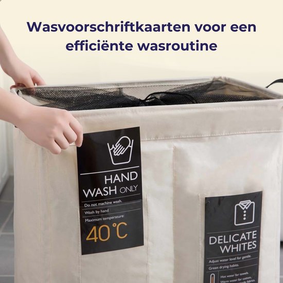 Panier à linge 3 compartiments - Trieur de linge - 95L - Panier à linge pliable - Wit - Pliable - Sur Roues - Avec poignée - Pour Salle de bain, Chambre de bébé, Chambre - Panier de rangement - Panier à jouets