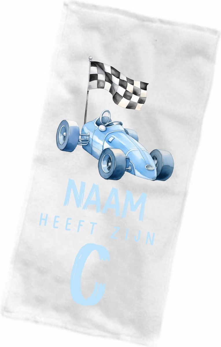 Strandlaken - badhanddoek Cadeau zwemdiploma raceauto - met naam kind - Heeft zijn C - jongen - Afzwemmen handdoek voor kind met eigen naam