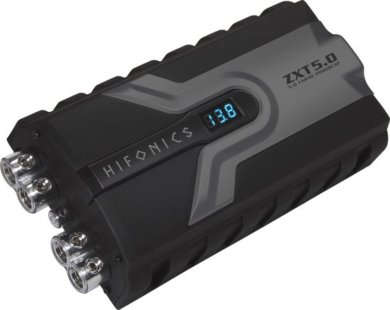 Foto: Hifonics zxt5 0 autoversterker condensator 5 farad hybrid power capacitor stroom buffer 5 0 farad elco met volt meter