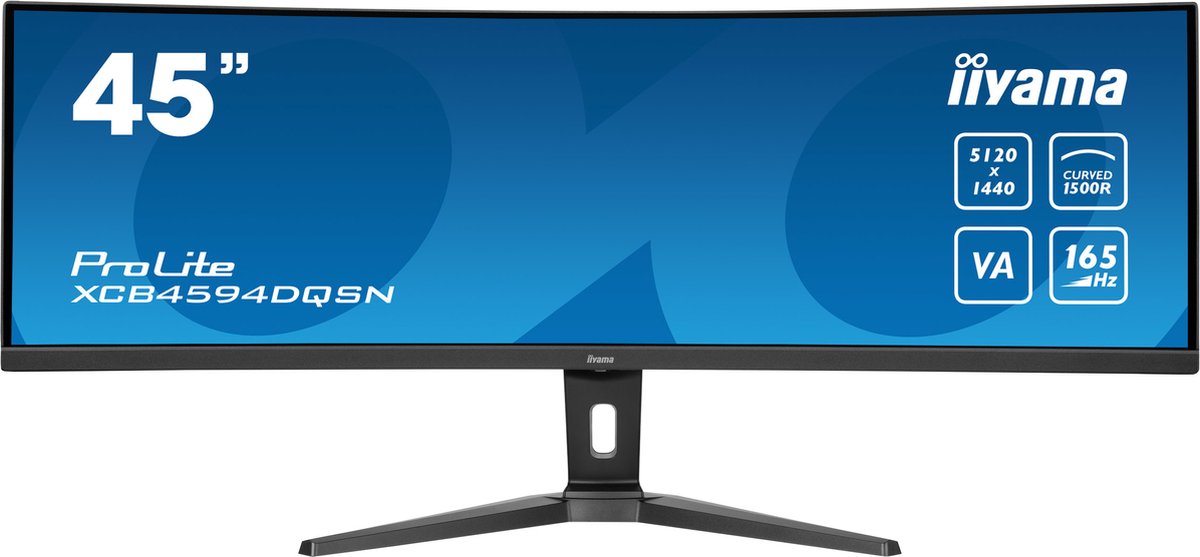 iiyama ProLite XCB4594DQSN-B1 - 45 Inch - VA - DQHD - USB-C Dock - Curved - In hoogte verstelbaar