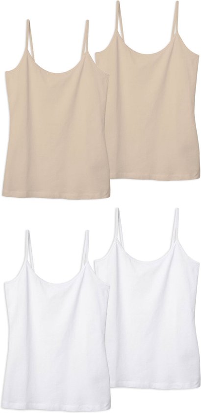 Viuma Dames V100414 4-Eco Pack Slim-Fit Basic Kort Katoen Camisole Ondergoed