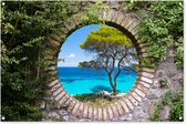 Affiche de jardin - Mer - Arbre - Vue - Water - Jardin - 120x80 cm - Décoration de clôture - Toile de jardin