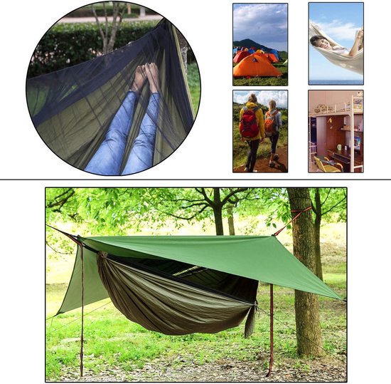 AnorTrek Professionele Campinghangmat met Muskietennet, Lichtgewicht Draagbare Dubbele Hangmat, 230T Nylon Hangmat voor Kamperen, Wandelen, Tuin en Backpacken