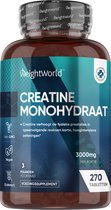WeightWorld Créatine Monohydrate - 3000 mg - 270 comprimés de créatine monohydrate végétalienne pendant 3 mois
