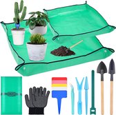 2 x tapis de rempotage pour plantes d'intérieur, terreau de 39 pouces et petit tapis de plantes de 26 pouces avec accessoires pour plantes, tapis de jardin pliable et imperméable, jardinière portable pour plantes d'intérieur