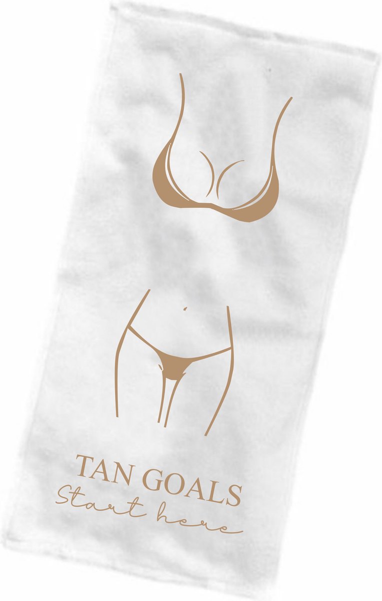 Strandlaken - Badhanddoek met print - Strandhandoek - Tan Goals start here - Zwemmen - Badlaken met tekst