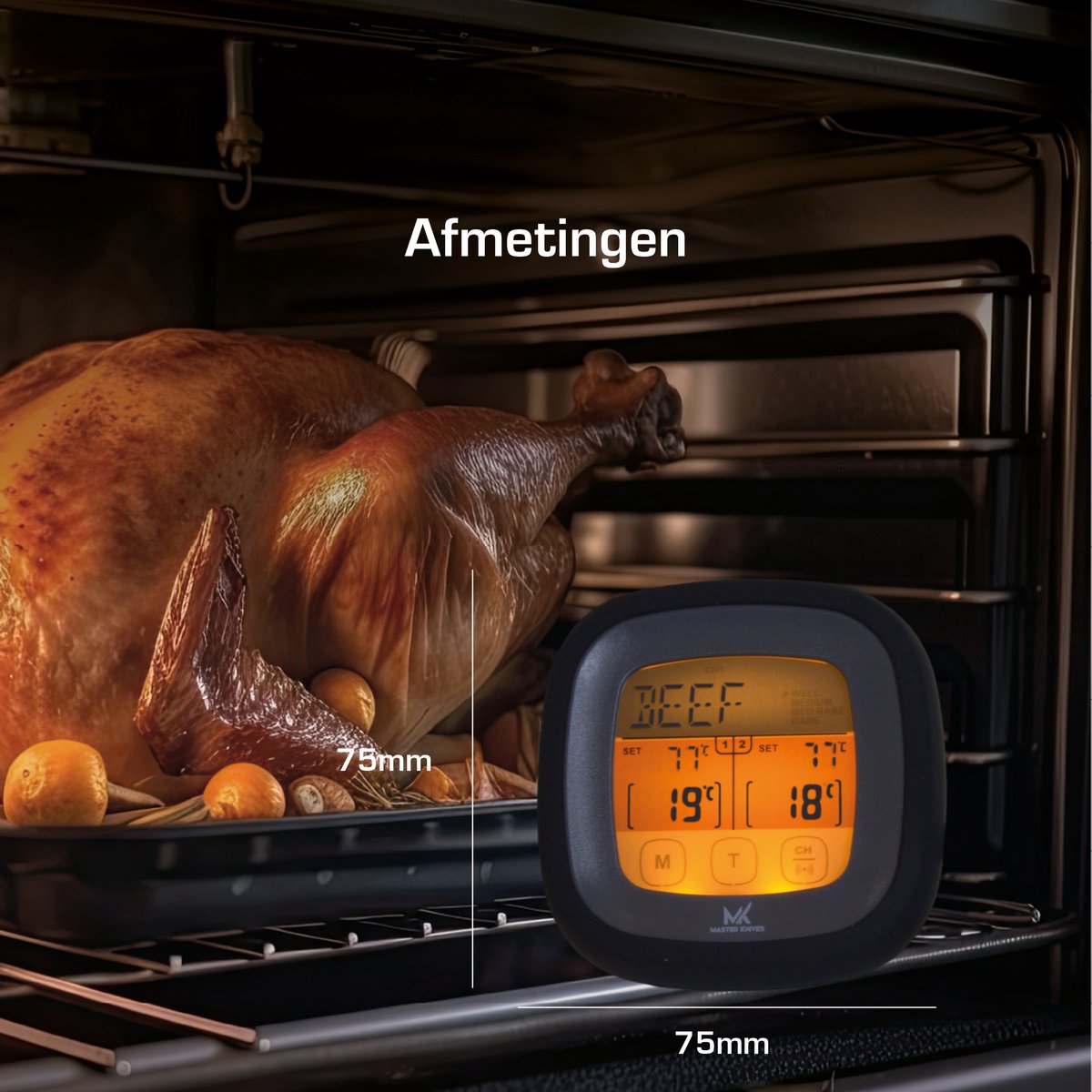 Master knives Digitale BBQ Thermometer met 2 Meetsondes - Vleesthermometer met Timer - Keukenthermometer tot 250 Graden — cadeau in Kookcadeaus - foto 8