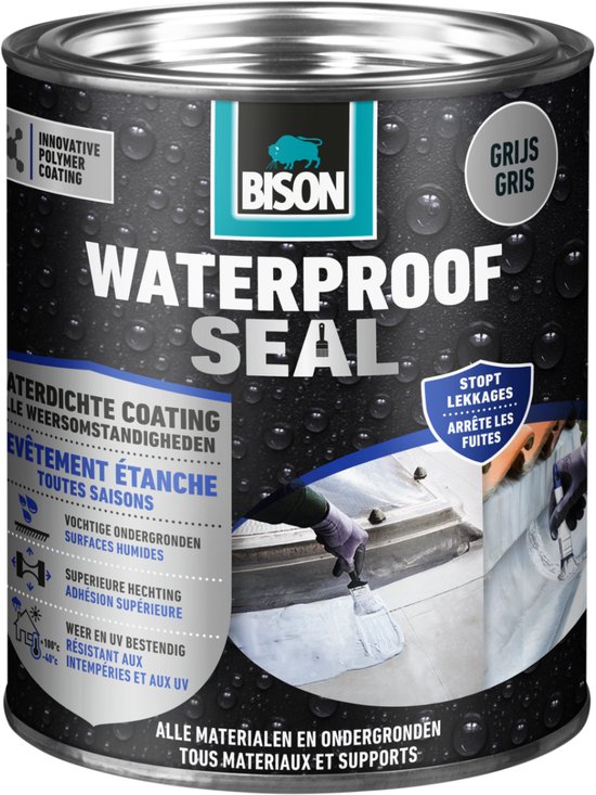 Bison waterproof seal - grijs - stopt lekkages - gebruiksklaar - ook op vochtige ondergronden - 1 kg