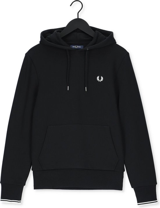 Fred Perry Tipped Hooded Sweatshirt Truien & Vesten Heren - Sweater - Hoodie - Vest- Zwart - Maat S