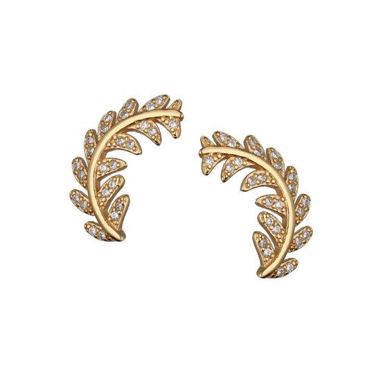 Goud oorbellen dames- 18k goudplated - dames oorbellen verguld met zirconia - goud plating oorbellen- Zilveren oorstekers - Amona Jewelry