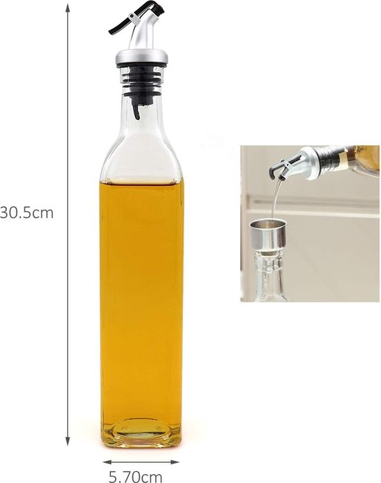 Fles olijfolie en azijn, 500 ml, lege olieflessendispenser voor koken, grillen, pasta,... bol