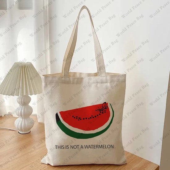 Sac bandoulière Free Palestine - Big Shopper Palestine - Sac shopping - Motif Fruit - This is not Watermelon - Gaza - 40x35 cm - Sac en coton