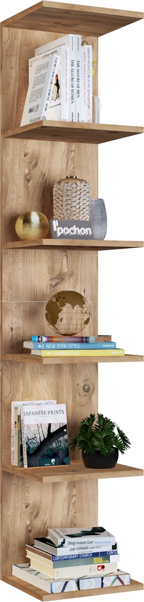 Pochon - Boekenkast Apollo - Pijnboom - 30x35x180 - Boekenkast - Wandkast - Boekenrek - Boekenkast Pijnboom - Boekenplank