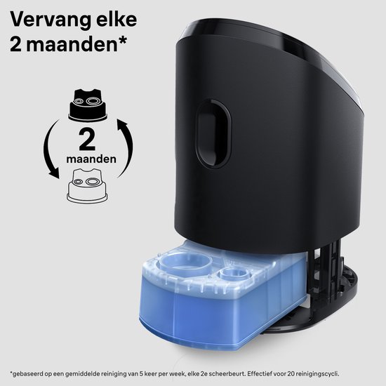 Cartouche Braun 3-in-1 ShaverCare dans une station de nettoyage. Remplacer tous les 2 mois.