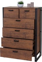 Cosmo Casa Highboard - Ladekast - 6 Laden - 3D Structuur - 115X80X40cm - Wild Eiken Look