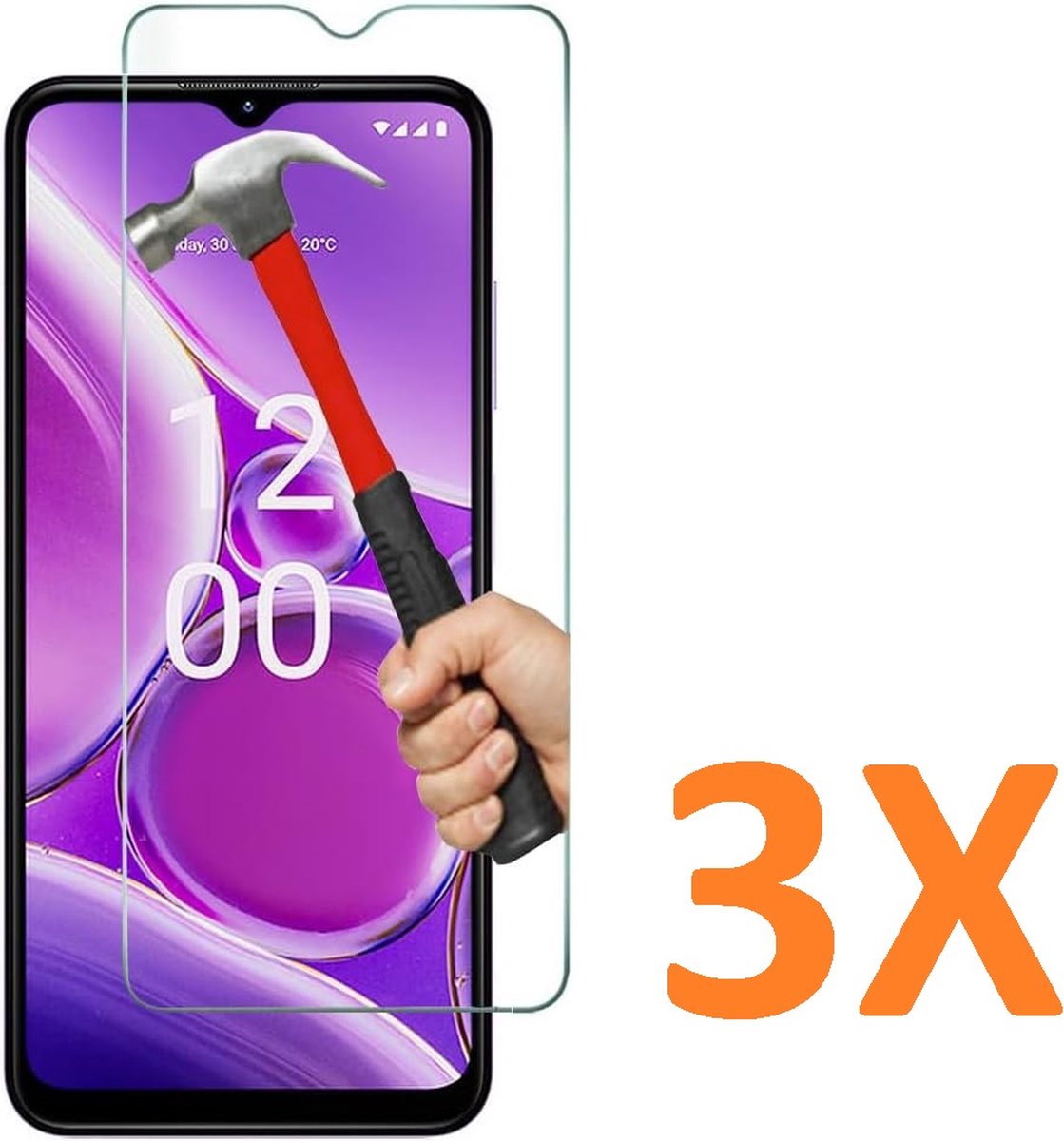 Screenprotector Glas - Tempered Glass Screen Protector Geschikt voor: Nokia G42 5G - 3x