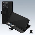 Mobilize Telefoonhoesje geschikt voor Apple iPhone 15 Pro Hoesje Echt Leer | Mobilize Wallet Bookcase Portemonnee | Pasjeshouder voor 3 Pasjes | Telefoonhoesje voor Pinpas / OV Kaart / Rijbewijs - Zwart