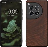 kwmobile coque de téléphone compatible avec OnePlus 12 - Coque avec pare-chocs en marron foncé - Coque arrière - bois de noyer