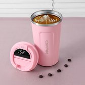 Tasse à café avec affichage de la température 380 ml - Rose