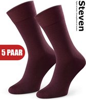 STEVEN - Katoen Heren Sokken Pruim Bruin - Multipack 5 Paar - Maat 45 46 47 - Luxe Mannen Sokken - Hoogwaardige Kwaliteit - Naadloos - Voor onder een Pak - MADE in EU