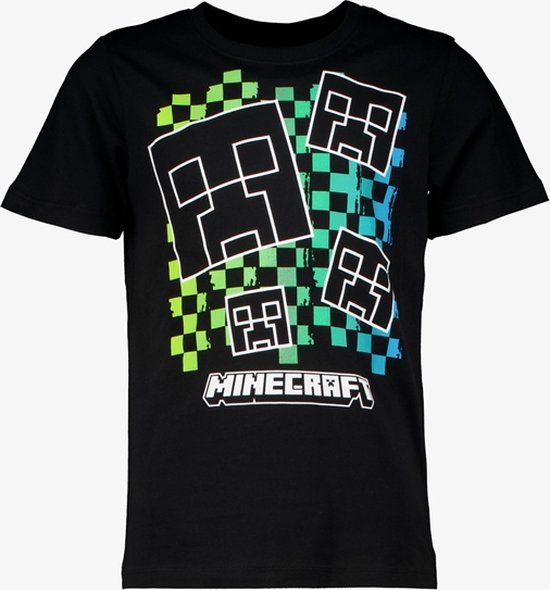 Unsigned jongens T-shirt met Minecraft opdruk - Zwart