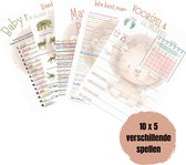Babyshower - Babyshower spellen - Baby - Zwangerschap - Set voor 10 personen - A5 - Leeuw - Eigen design en print